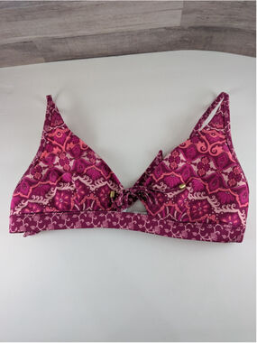 Tigerlily Magenta Pink Printed Floral Bikini Top Large